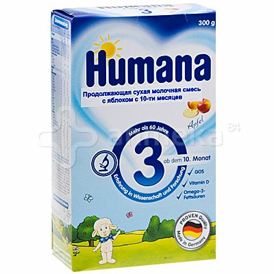 Молочная смесь HUMANA 3, Яблоко (10 мес-3 г), 300 гр